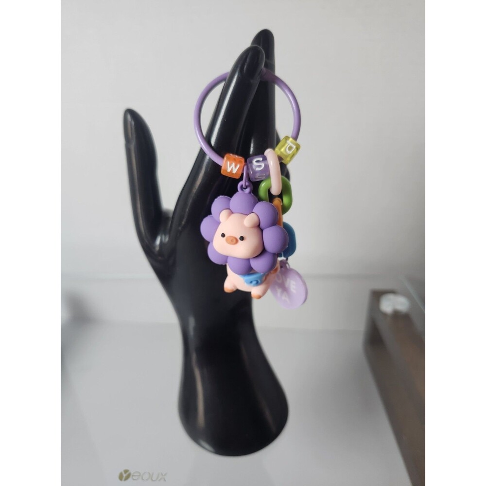 Pig Keychain Happy Flower Piglet Bag Charms Key ring Charm New